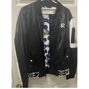 Create 2MRW Black Bomber Jacket  Size  Large Zip Pocket New With Tags # 122